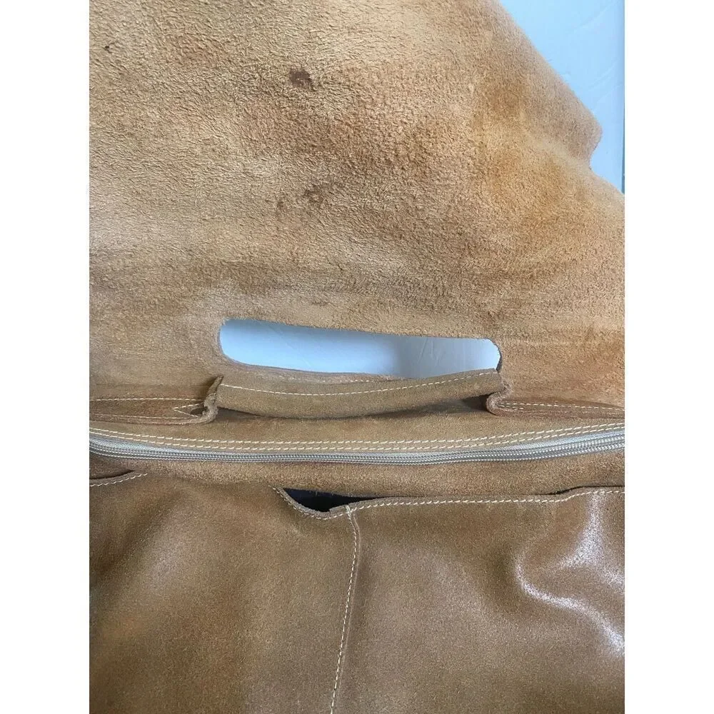 David King Boston Genuine Leather Messenger Bag – Tan Suede – Adjustable Strap